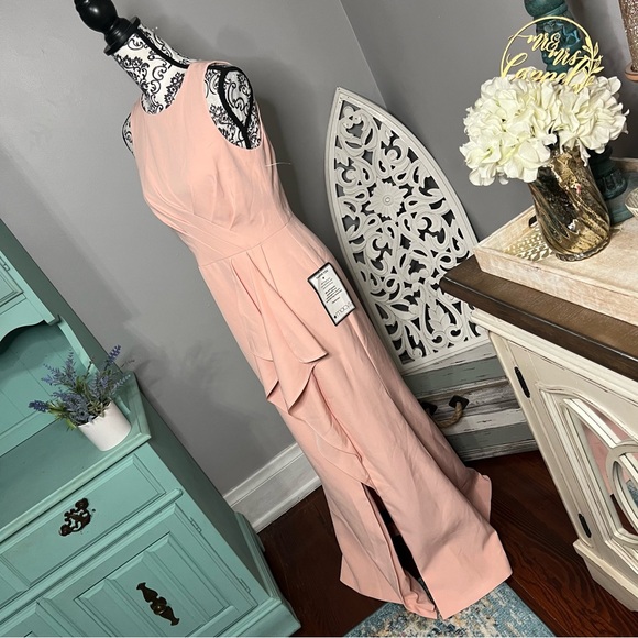 Eliza J Ruffle Drape Sleeveless Maxi Dress Evening Gown Size 6 Wedding Guest - Picture 9 of 16